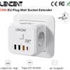 LENCENT Spina UE Presa multipla Presa a muro con 3 AC + 3 USB QC 18W + 1 Tipo C PD 35W Adattatore per caricabatterie rapido Presa 7 in 1 Interruttore on/off