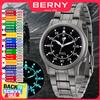 BERNY Orologio in titanio per uomo con rivestimento AR, orologio da polso alla moda in zaffiro, orologio al quarzo ultrasottile luminoso VH31, orologio impermeabile 5ATM