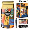 Kemei Rasoio a doppia lamina in titanio Strumento di finitura professionale per barbiere Rasoio elettrico da uomo alternativo con motivo Graffiti casuale