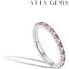 ATTAGEMS 2023 Round Moissanite Ring Real S925 anelli impilabili in argento per le donne rosa e blu Saphire fede nuziale gioielleria raffinata