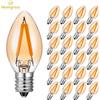 Genixgreen Lampadine a candela E12 E14 1W per lampadari, a basso consumo, C7 dimmerabili, in vetro ambrato, piccole lampadine Edison per feste, patio, decorazioni interne.
