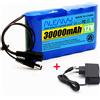 Aleaivy NUOVA Batteria portatile Super 12V 30000mah Batteria ricaricabile agli ioni di litio Capacità DC 12.6v 20Ah CCTV Cam Monitor + Caricabatterie