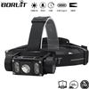 BORUiT B50 1200LM Lampada frontale a LED Potente TYPE-C Ricaricabile 21700 Batteria Faro Impermeabile Pesca Campeggio Torcia frontale