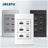 Delefu Pannello ignifugo DELEFU 4*2 PC con 6 porte di ricarica, presa a muro tripla USB Type C 118*74mm 2.1A 5V