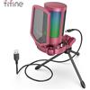 FIFINE A6V RGB USB Microfono da gioco per PC, microfono a condensatore in streaming con filtro anti-pop, supporto antiurto, controllo del guadagno, Plug & Play