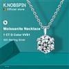 knobspin K.NOBSPIN 2.0ct VVS1 D Colore Moissanite Collana 925 Solid Sterling Sliver Catena con Certificato Gioielleria Raffinata per Donna