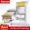 AMPCOM Pass Through Connettori STP RJ45, CAT6 CAT5E Schermato 3/50μ Spine modulari 8P8C placcate in oro Estremità a crimpare per cavo Ethernet