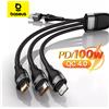 Baseus Cavo USB tipo C 3 in 1 per iPhone 15 14 13 12 Pro Cavo caricabatterie Cavo micro USB tipo C da 100 W per MacBook Samsung Xiaomi