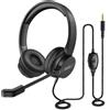 EKSA Cuffie Cablate EKSA con Microfono per PC/PS4/Xbox, Cuffie da Gaming 3.5mm/USB On-Ear per Call Center/Traffico/Ufficio