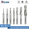 XCAN Rubinetto metrico con codolo esagonale Rubinetto composto e trapano Flauto a spirale Filettatura HSS Vite Rubinetto Strumento di filettatura M3 M4 M5 M6 M8 M10 M12
