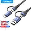 Vention Cavo di ricarica rapida Vention 4 in 1 USB C 100W PD Type C a USB C, da USB A a Micro USB per telefoni cellulari POCO Xiaomi Samsung