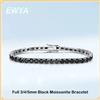 EWYA GRA Certificato Reale 3/4/5/6.5MM Nero Completo Moissanite Bracciale Tennis per Donna Uomo S925 Braccialetti a maglie in argento Gioielleria raffinata