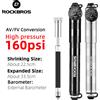 ROCKBROS 160psi Pompa per bici Barometro a pressione d'aria Gonfiatore per bicicletta Lega di alluminio MTB Moto da strada FV AV Pompa da ciclismo portatile