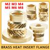 HUI JI M2 M3 M4 M5 M6 M8 Inserto termico in ottone Hot Melt Flangia zigrinata Dado in rame Inserto per iniezione Filettatura Dado di tipo T per stampante 3D