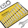 WOZOBUY Set di chiavi combinate a cricchetto, chiave a cricchetto con testa flessibile metrica da 6-22 mm, chiave in acciaio al cromo vanadio con borsa
