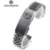 San Martin Bracciale in acciaio San Martin a 5 collegamenti per orologio da 20 mm con chiusura pieghevole regolabile Collegamenti terminali curvi solidi per SN0008 SN0128 Lusso
