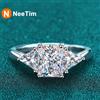 NeeTim Taglio Smeraldo 3ct Full Moissante Anelli di Nozze per le Donne Lab Grown Diamond Promise Band Placcato Anelli di Matrimonio in Platino