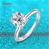 Smyoue Anello con diamante Moissanite placcato 18k da 2/3 ct per donna Set da sposa con taglio ovale fantasia Solitario Promessa di matrimonio Fascia in argento 925
