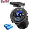 EARU Caricatore USB 60W PD QC 3.0 con Voltmetro Digitale, Adattatore per Presa di Corrente Impermeabile, Accessori per Auto 12V 24V, Camion e Moto