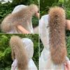 YEAE Collo in vera pelliccia per cappotto Parka Sciarpa invernale in pelliccia di procione naturale per giacca Calda cappuccio peloso di lusso con bottoni