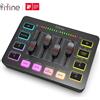 FIFINE Mixer Audio da gioco FIFINE, Mixer RGB a 4 canali in Streaming con interfaccia microfono XLR, per voce di gioco, Podcast, amplificatore SC3
