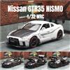 MAKEDA 1/32 Nissan Skyline GTR R35 Nismo GT3 Modello di auto giocattolo da corsa per bambini RMZ CiTY Pressofuso in lega in miniatura Suono Luce Collezione