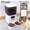 ZYfeeder Distributore Automatico di Cibo per Animali da 5L con Telecamera, Dispenser Intelligente per Cani e Gatti, WiFi, Temporizzazione, Ciotola in Acciaio Inox