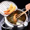 LMETJMA padella giapponese con termometro e coperchio padella per friggitrice Tempura da cucina in acciaio inossidabile 304 20 24 cm KC0405