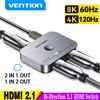 Vention 8K Splitter HDMI 4K144Hz 2 in 1 uscita per TV Xiaomi Xbox SeriesX PS5 Cavo HDMI Monitor Proiettore Switcher HDMI 2.1