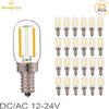 Genixgreen DC AC 12V 24V E14 Lampadina LED T22 1W Lampadina a filamento tubolare a bassa tensione E12 Candelabri Lampada a LED RV Locomotiva Luci della stanza