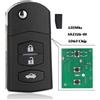 Jingyuqin Pieghevole chiave A Distanza di Avviamento Auto 3 Pulsante 433MHz 4D63 Chip Per Mazda 2 / 3 / 5 / 6 / MX5 / CX7 (SKE126-01)