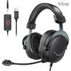 FIFINE Cuffie FIFINE, jack da 3,5 mm e cuffie USB con audio surround 7.1/controllo volume/interruttore silenzio per PC/MAC/PS4/PS5 Mixer-H9