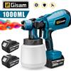 Gisam 1000ML Cordless Pistola A Spruzzo Elettrica Potente HVLP Spruzzatore di Vernice Auto Mobili Rivestimento In Acciaio Aerografo Per Makita 18V Batteria Spille