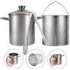 LMETJMA Pentola per friggitrice da 3 litri Pentola in acciaio inossidabile con cestello per cottura a vapore in rete Pentola per friggitrice Tempura giapponese con coperchio e pinza JT230