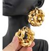 YM Orecchini a cerchio a forma di fiore in rame color oro 18 carati, orecchini pendenti in rame per donna, set di gioielli alla moda 2023 per feste e ragazze, accessorio.