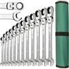 WOZOBUY Set di chiavi a cricchetto Set di chiavi combinate a cricchetto con anello dentato da 8-22 mm Testa flessibile metrica con borsa in tela