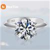 NeeTim Anello in moissanite da 0,5-5 carati NeeTim per donna, in argento sterling 925 con placcatura in oro bianco, gioiello scintillante per fidanzamento e matrimonio.
