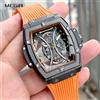 MEGIR Fashion Analog Quartz Watch Men Tonneau Dial orologio da polso sportivo militare impermeabile con lancette luminose cinturino in Silicone arancione
