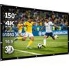 ThundeaL 60 72 84 100 120 Schermo di proiezione pieghevole semplice da 150 pollici Tenda da 100 pollici 16:9 Tenda per schermo per proiettore Full HD 2K 4K per esterni