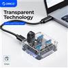 ORICO Hub USB C trasparente Espansione a 4 porte con interfaccia di alimentazione Protocollo USB 3.2 Trasmissione ad alta velocità Dapter OTG