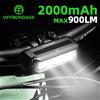 OFFBONDAGE Luce per bicicletta anteriore 900 Lumen Luce per bici 2000mAh Torcia impermeabile Ricarica USB Lampada per ciclismo su strada MTB