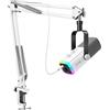 FIFINE Kit microfono da gioco USB/XLR con jack per cuffie/braccio RGB/boom, set microfono dinamico per PC PS5/4 Mixer AmpliGame White-AM8TW