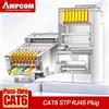 AMPCOM Pass Through Connettori STP RJ45, CAT6 CAT5E Schermato 3/50μ Spine modulari 8P8C placcate in oro Estremità a crimpare per cavo Ethernet