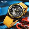MEGIR Orologio al quarzo sportivo giallo MEGIR per uomo orologio da polso cronografo impermeabile alla moda con cinturino in Silicone lancette luminose con data automatica