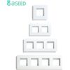BSEED BSEED Cornice per Presa a Muro con Pannello in Cristallo Standard EU, Pannello Interruttore in Vetro con Placca Metallica 86/157/228/299mm Bianco Nero Dorato