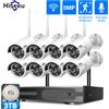 Hiseeu Sistema di Sicurezza CCTV WiFi Hiseeu 3/5/8MP, Set di Telecamere Bullet con Visione Notturna IR, Sistema di Sorveglianza CCTV Wireless NVR a 10 Canali