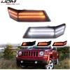 iJDM Gruppi di luci indicatori di direzione per auto per Jeep Patriot, indicatori di direzione sequenziali ambra/luci di guida bianche 07-17