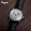 SUGESS Orologio da uomo Sugess, orologio da polso meccanico automatico con fasi lunari, riserva di carica, zaffiro, resistente all'acqua, movimento Tianjin S426