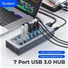Orico Interruttore Split Splitter industriale a 7 porte in alluminio con Hub ORICO USB3.0 con adattatore di alimentazione 12v per tablet per telefoni cellulari Macbook