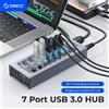 ORICO USB3.0 Hub Interruttore diviso splitter industriale a 7 porte in alluminio con adattatore di alimentazione 12 V per tablet telefoni cellulari MacBook